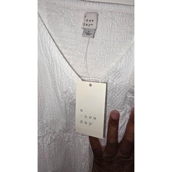 NWT A New Day White Textured Sleeveless Mini Dress Adjustable Straps For Women's - Picture 5 of 8